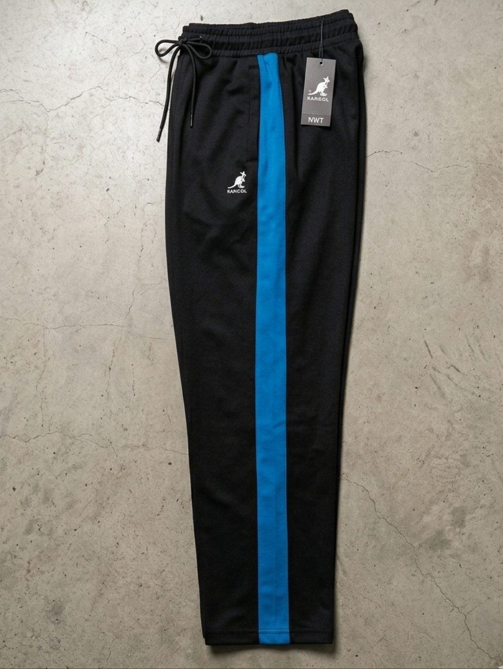 Kangol XXL Black Blue Side Stripe Relaxed Jogger Sweatpants Track Pants NWT Y2K